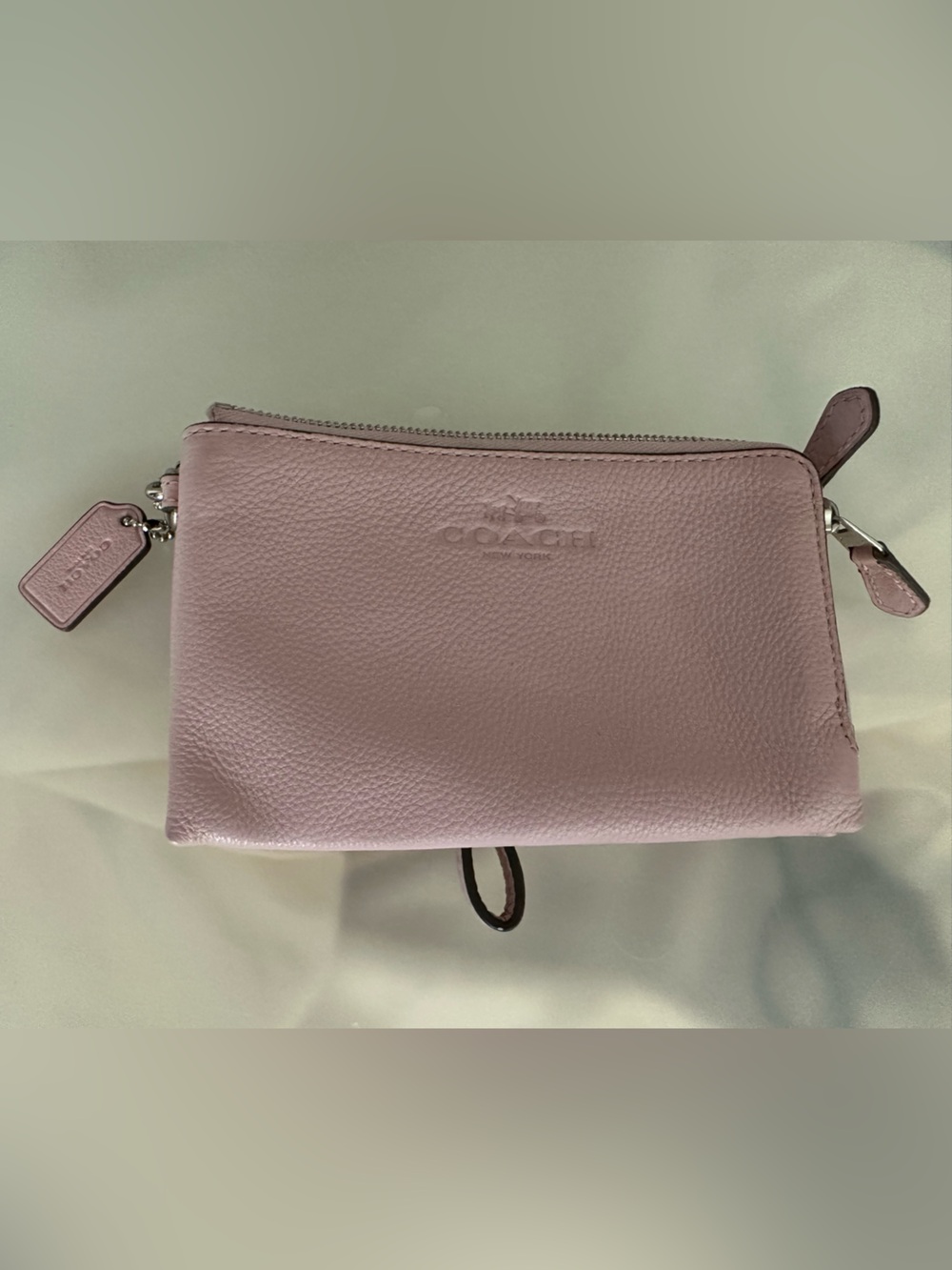 Coach Light Pink Pebbled Leather Wristlet Wallet